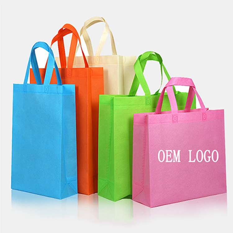 2021 custom printed logo non-woven tote bags non woven laminated shopping bag with full color logo and handles