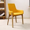 wholesale wooden leg lounge chair modern flax fabric modern chairs living room leisure