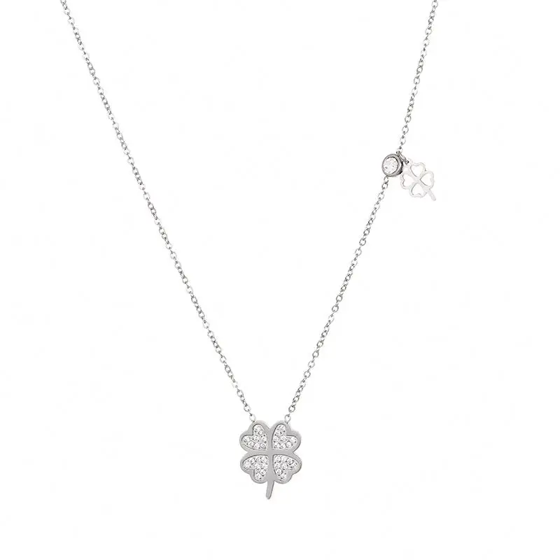 Women's Latest Design Shiny Color Stainless Steel Lucky Zirconia Clover Pendant Necklace
Women's Latest Design Shiny Color Stainless Steel Lucky Zirconia Clover Pendant Necklace