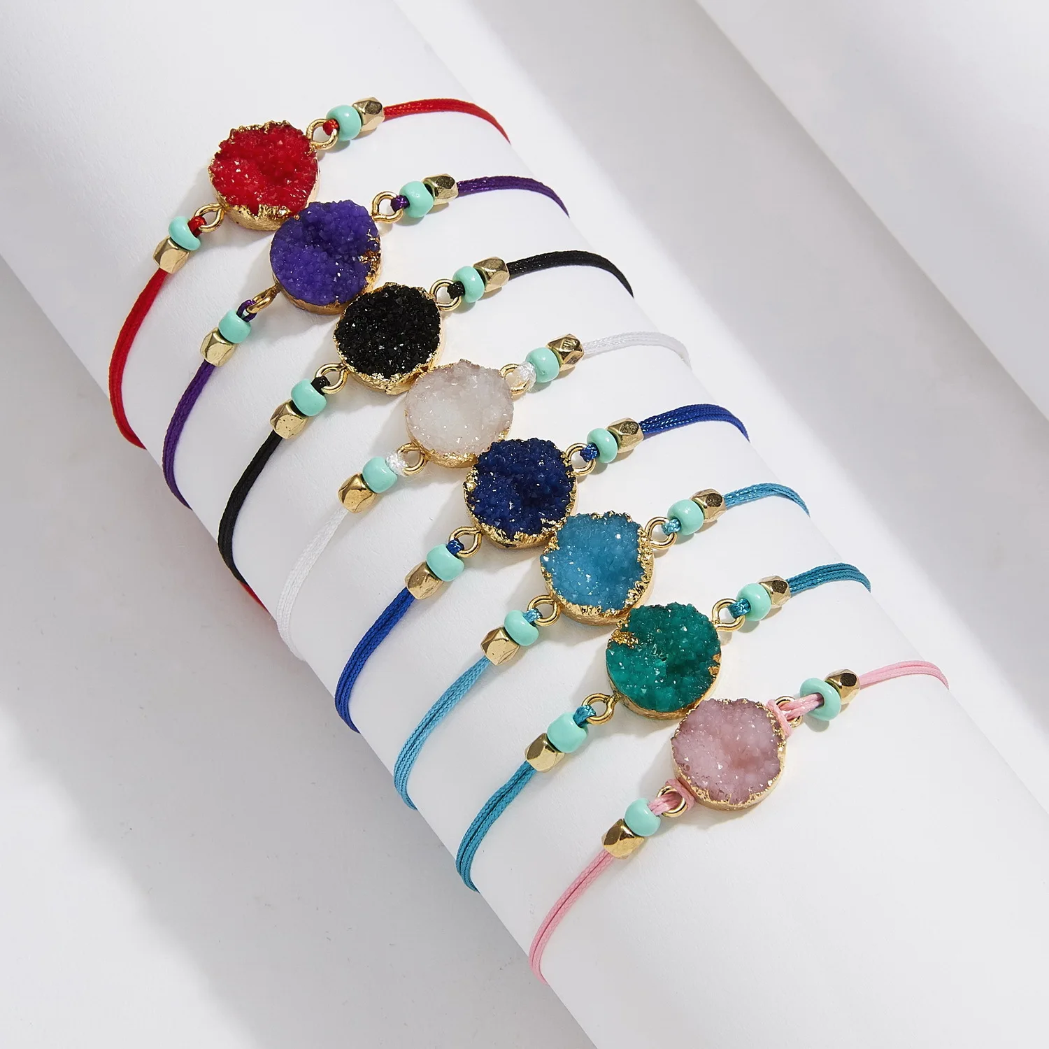 Vintage style adjustable colorful diamond crystal irregular shaped natural healing stone rope bracelet, Gold color
Vintage style adjustable colorful diamond crystal irregular shaped natural healing stone rope bracelet, Gold color