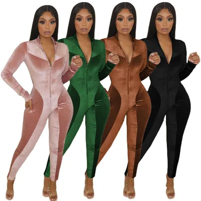 2021 Autumn New arrival Fleece Plastic Stitching Zipper Stand Collar Solid Slim Jumpsuit Fashion Sexy Women's Jumpsuit Plus Size, Green black pink coffee
2021 Autumn New arrival Fleece Plastic Stitching Zipper Stand Collar Solid Slim Jumpsuit Fashion Sexy Women's Jumpsuit Plus Size, Green black pink coffee
