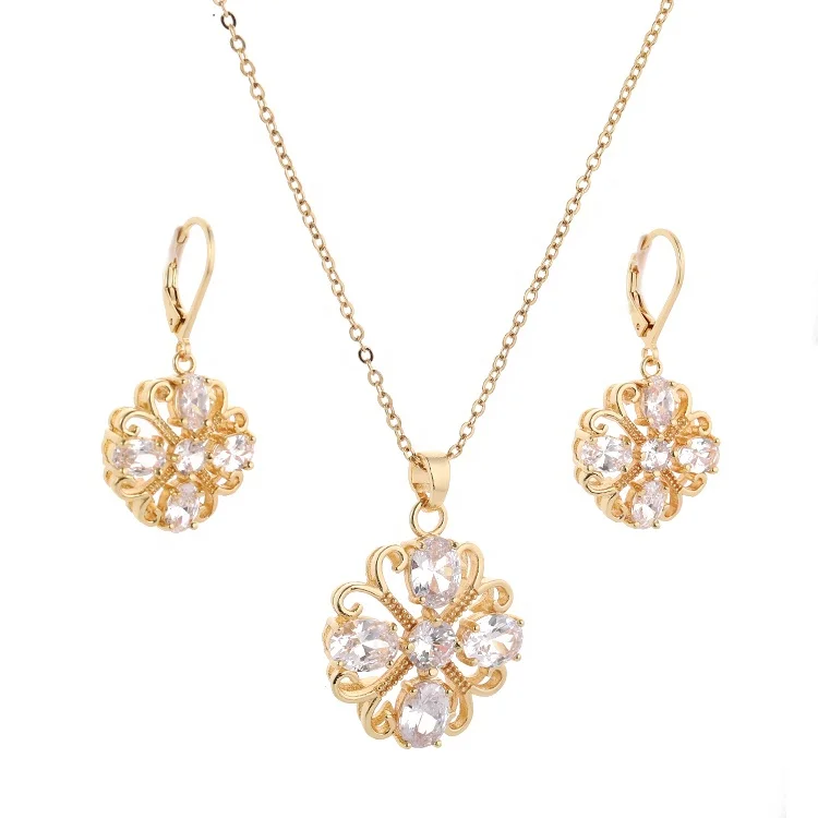 Fashion Dubai Women Bridal zircon Gold Plated Necklace Earring Jewelry Set for Party
Fashion Dubai Women Bridal zircon Gold Plated Necklace Earring Jewelry Set for Party