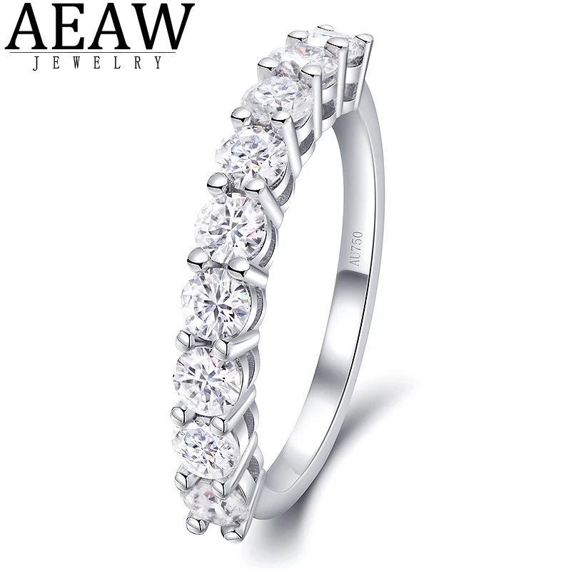 

AEAW 0.9ctw 3.0mm 0.1ct DE Color Round Excellent Cut Moissanite Engagement Band Ring Real 10k White Gold For Women Best Gift
