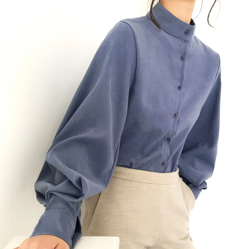 2020 new hong-Kong style retro stand collar shirt single-breasted temperament top lantern sleeve versatile casual blouse
2020 new hong-Kong style retro stand collar shirt single-breasted temperament top lantern sleeve versatile casual blouse