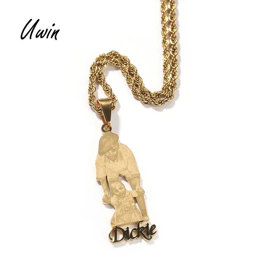UWIN Stainless Steel Custom Name Pendant Momerial Chain Special Picture Pendant Necklace Hiphop Jewelry, Gold plating, steel color
UWIN Stainless Steel Custom Name Pendant Momerial Chain Special Picture Pendant Necklace Hiphop Jewelry, Gold plating, steel color