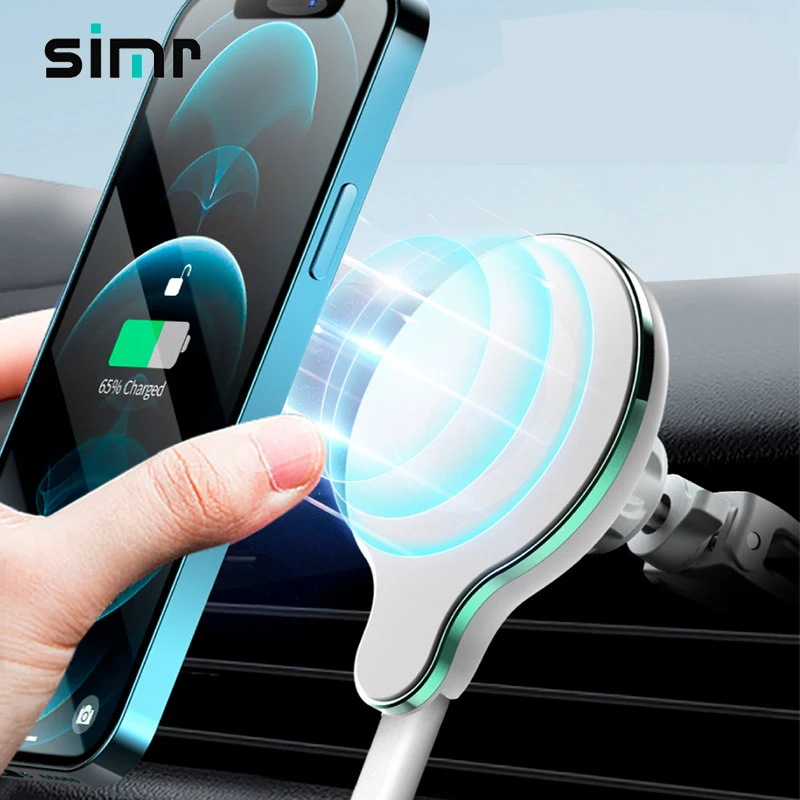 simr Car Wireless Charger 15W for iphone 12 Qi fast charging magnet holder car wireless magnetic charger stand, Black white
simr Car Wireless Charger 15W for iphone 12 Qi fast charging magnet holder car wireless magnetic charger stand, Black white