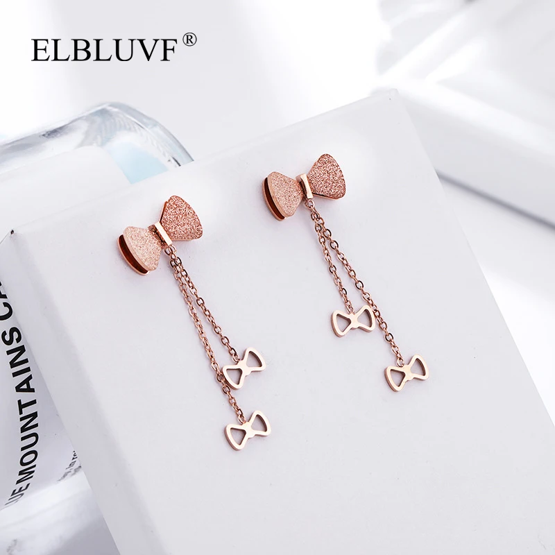 ELBLUVF 2020 New Fashionable Stainless Steel Rose Gold Plated Personalized Bow Tassel Pendant Earrings For Women
ELBLUVF 2020 New Fashionable Stainless Steel Rose Gold Plated Personalized Bow Tassel Pendant Earrings For Women