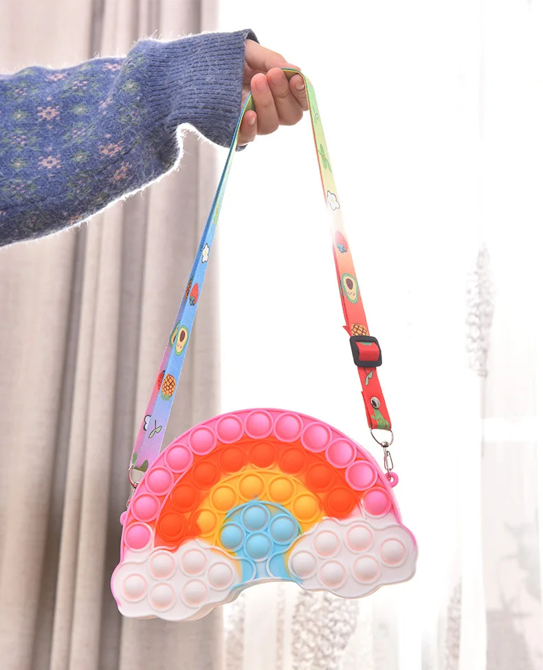 Amazon New Design Stress Relief Fidget Silicone Messenger Bag Colorful Pop Silicone Handbag Lady Purse, Picture
Amazon New Design Stress Relief Fidget Silicone Messenger Bag Colorful Pop Silicone Handbag Lady Purse, Picture