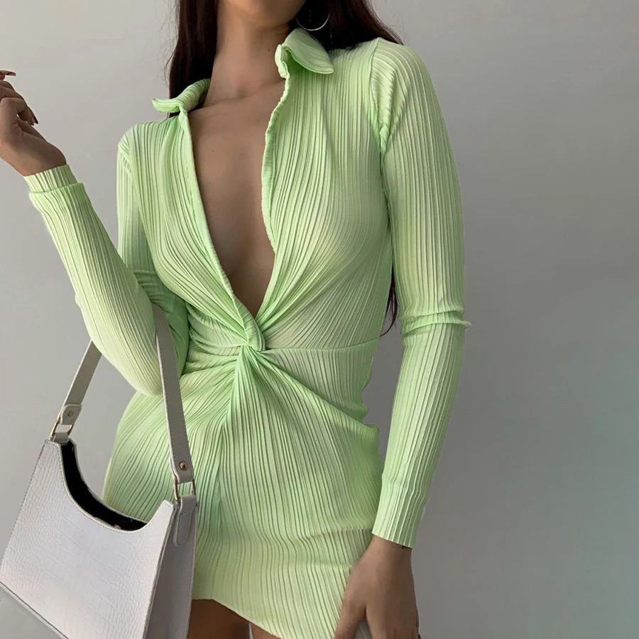 K21D03367 Trending Products 2021 New Arrivals V-neck Long Sleeve Bodycon Shirt Dress Party Club Ladies Stretch Women Dresses, Green
K21D03367 Trending Products 2021 New Arrivals V-neck Long Sleeve Bodycon Shirt Dress Party Club Ladies Stretch Women Dresses, Green