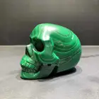 High quality Natural Malachite Crystal Skulls Hand Carved Green Crystal Skulls Healing Craft For Fengshui