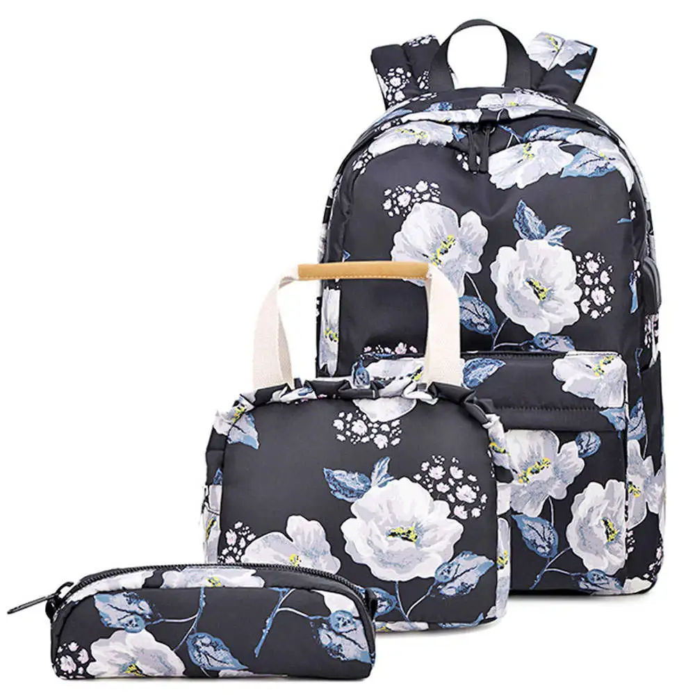 2019 New Design Wholesale Cute Floral School Student Backpack Set Girl Korea Fashion SchoolBag with Lunchbag Pencil bag, Floral printing
2019 New Design Wholesale Cute Floral School Student Backpack Set Girl Korea Fashion SchoolBag with Lunchbag Pencil bag, Floral printing