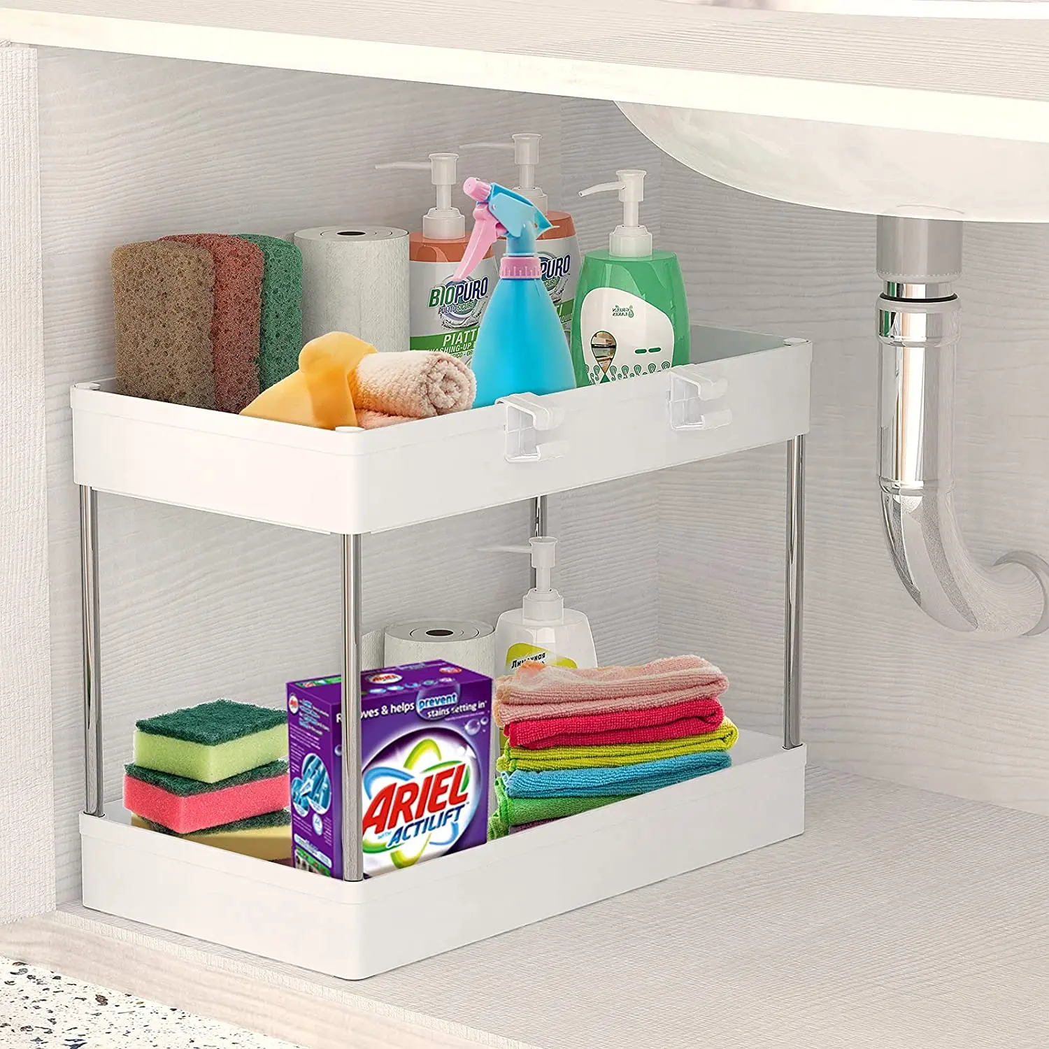 2 Tiers plastic Bathroom Kitchen Collection Basket cabinet Under Sink Shelf Organizer Rack Storage bathroom under sink organizer, Customized color
2 Tiers plastic Bathroom Kitchen Collection Basket cabinet Under Sink Shelf Organizer Rack Storage bathroom under sink organizer, Customized color