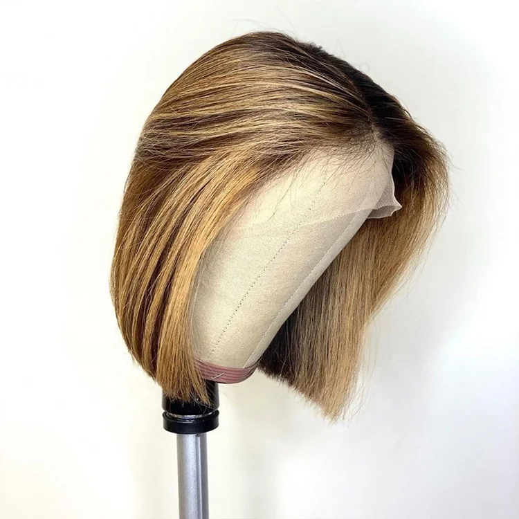Short Bob Highlight 4/27 Color Human Hair Lace Front Wigs Brown Ombre Remy Hair Pre-Plucked Swiss Lace Wigs
Short Bob Highlight 4/27 Color Human Hair Lace Front Wigs Brown Ombre Remy Hair Pre-Plucked Swiss Lace Wigs