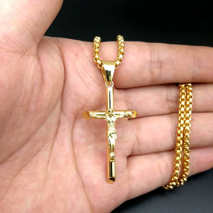 316 Stainless Steel PVD 18k Gold Plated Cross Jesus Necklace For Men, 18k gold, silver
316 Stainless Steel PVD 18k Gold Plated Cross Jesus Necklace For Men, 18k gold, silver