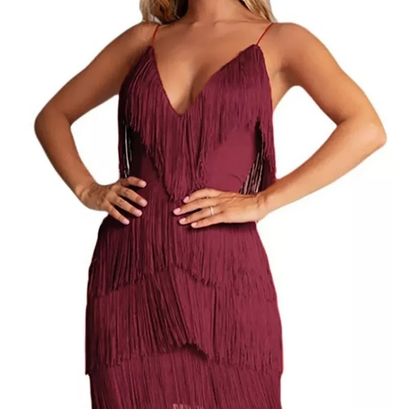 Fashion Sling Solid Club Prom Dresses Glamour Clothes Casual Tassel Stitch Backless Party Dress Fascinate Deep V-neck Sexy Dress, White, red, wine red, black
Fashion Sling Solid Club Prom Dresses Glamour Clothes Casual Tassel Stitch Backless Party Dress Fascinate Deep V-neck Sexy Dress, White, red, wine red, black
