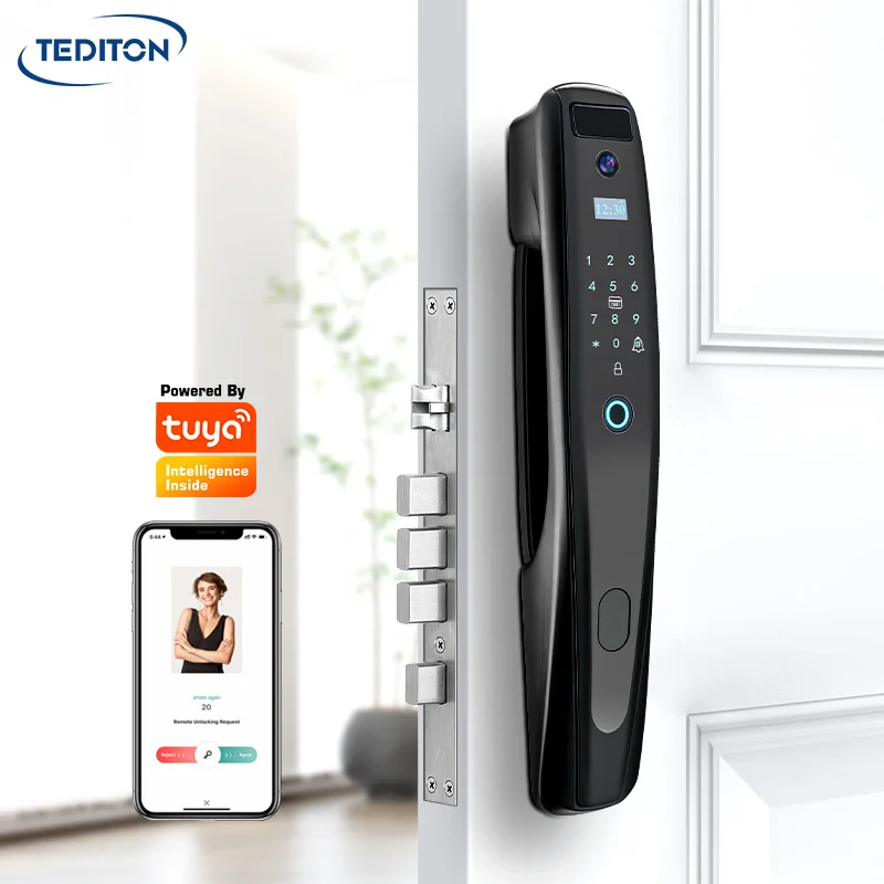 Tediton Newest Intelligent Biometric Tuya Wifi Automatic Smart Electronic Door Lock with Camera
Tediton Newest Intelligent Biometric Tuya Wifi Automatic Smart Electronic Door Lock with Camera