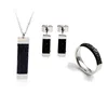 Fashion Black Angel Women's Square Black Gem Ring / Earring / necklace Jewelry Set