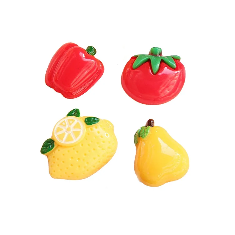 

yiwu wintop fashion accessories tomato chili pear lemon design flat back resin cabochon for diy decoration