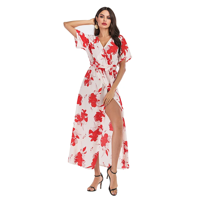 2021 Short sleeve women's summer v-neck seaside holiday beach floral dress women clothing, Customized color
2021 Short sleeve women's summer v-neck seaside holiday beach floral dress women clothing, Customized color