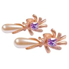 Earring Rose Gold Pearl Earring Texture Rose Gold Faceted Stone