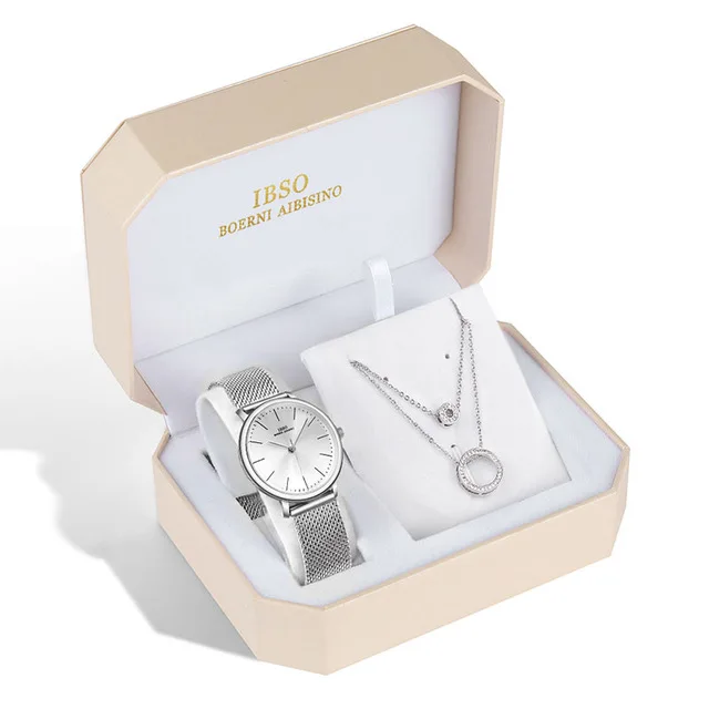 IBSO Brand Women Watch Set Silver Necklace Quartz Watch Set Female Jewelry Set Fashion Creative Crystal Quartz Watch Lady's Gift
IBSO Brand Women Watch Set Silver Necklace Quartz Watch Set Female Jewelry Set Fashion Creative Crystal Quartz Watch Lady's Gift