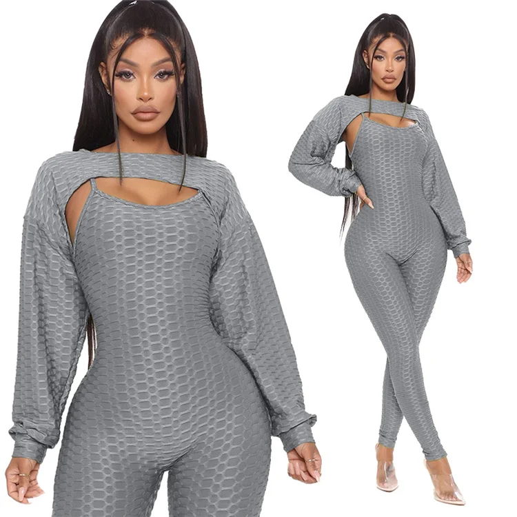 Casual Puff Sleeve Tops And Slip Jumpsuit Sportswear Sexy Plus Size Spring Women Two Piece Set, Picture color
Casual Puff Sleeve Tops And Slip Jumpsuit Sportswear Sexy Plus Size Spring Women Two Piece Set, Picture color