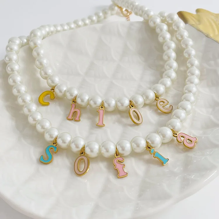 Custom Fashion 18K Gold Plated Stainless Steel Glass Pearl Rainbow Letter Name Necklace
Custom Fashion 18K Gold Plated Stainless Steel Glass Pearl Rainbow Letter Name Necklace