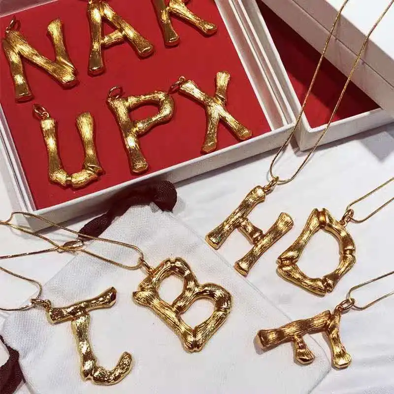 Initial Alphabet A-Z Pendant Bamboo Necklace Brooch Large Letter Necklace Big Monogram Name Necklace for Women Men Wholesale
Initial Alphabet A-Z Pendant Bamboo Necklace Brooch Large Letter Necklace Big Monogram Name Necklace for Women Men Wholesale
