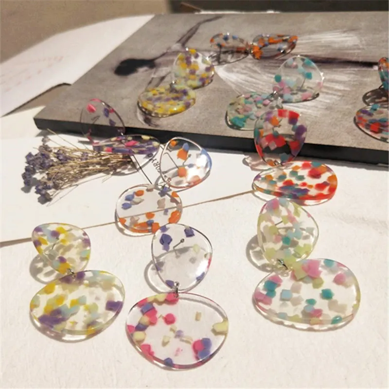 Sweet Candy Color Big Resin Irregular Round Earrings Rainbow Spot Transparent Acrylic Double Irregular Oval Drop Earrings
Sweet Candy Color Big Resin Irregular Round Earrings Rainbow Spot Transparent Acrylic Double Irregular Oval Drop Earrings