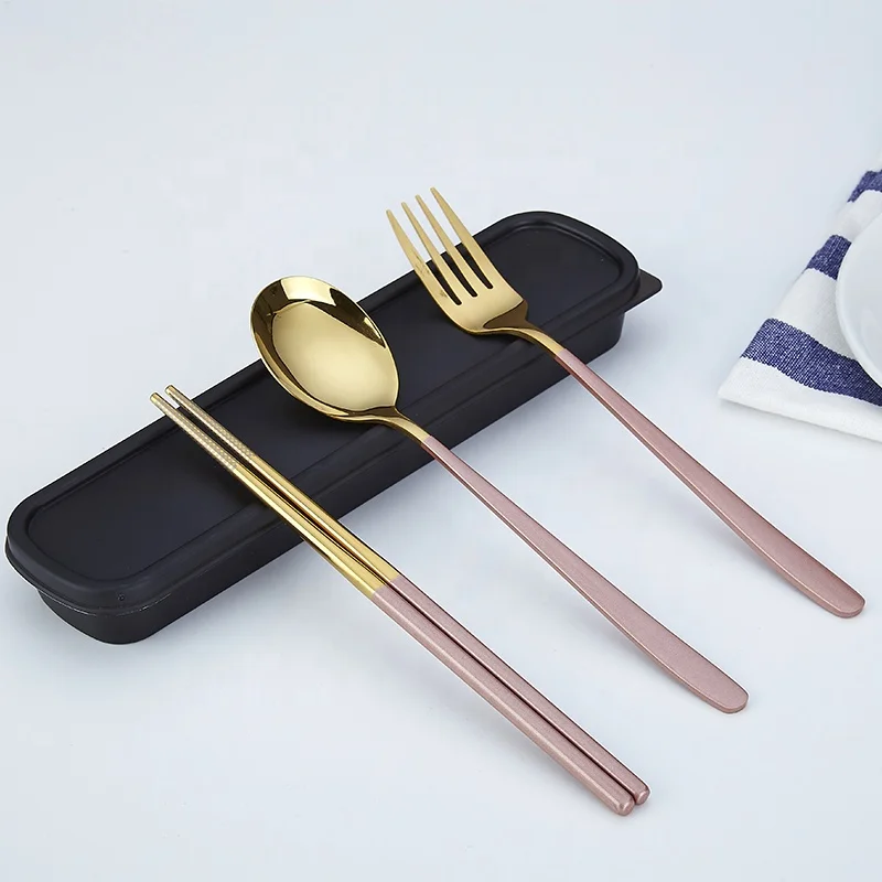 Picnic camping Chopsticks Spoon Fork 3pcs all in Wedding Gift case Portable Travel Utensil Flatware Set, Silver/gold with colored handle
Picnic camping Chopsticks Spoon Fork 3pcs all in Wedding Gift case Portable Travel Utensil Flatware Set, Silver/gold with colored handle
