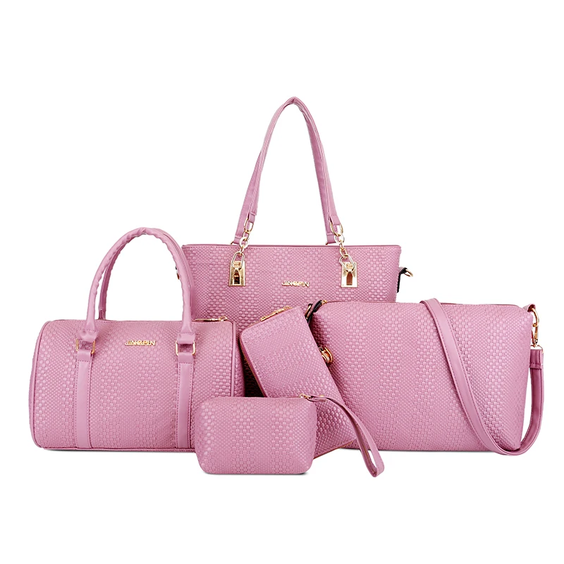 European And American Style Fashion Purse And Handbag Shoulder Bag Six Pieces Set For Women, Black,purple,pink,red,blue,gray 
European And American Style Fashion Purse And Handbag Shoulder Bag Six Pieces Set For Women, Black,purple,pink,red,blue,gray