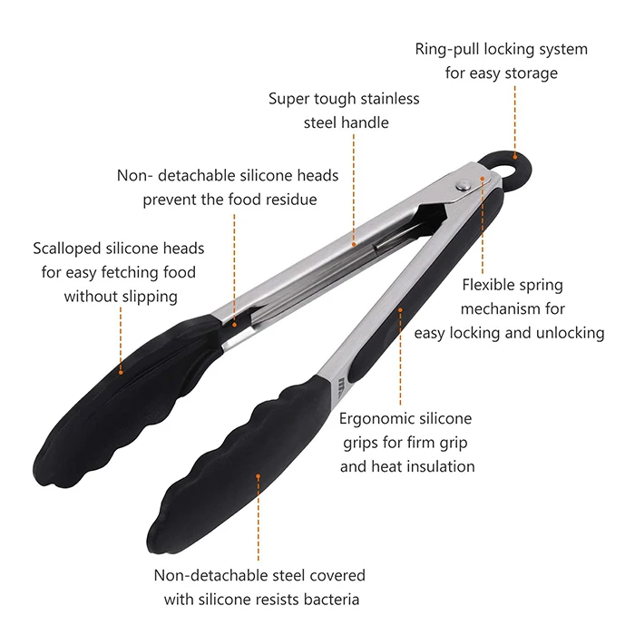 Stainless steel food tong silicone food tong bread/BBQ tongs kichen tools, Any pantone color is available
Stainless steel food tong silicone food tong bread/BBQ tongs kichen tools, Any pantone color is available