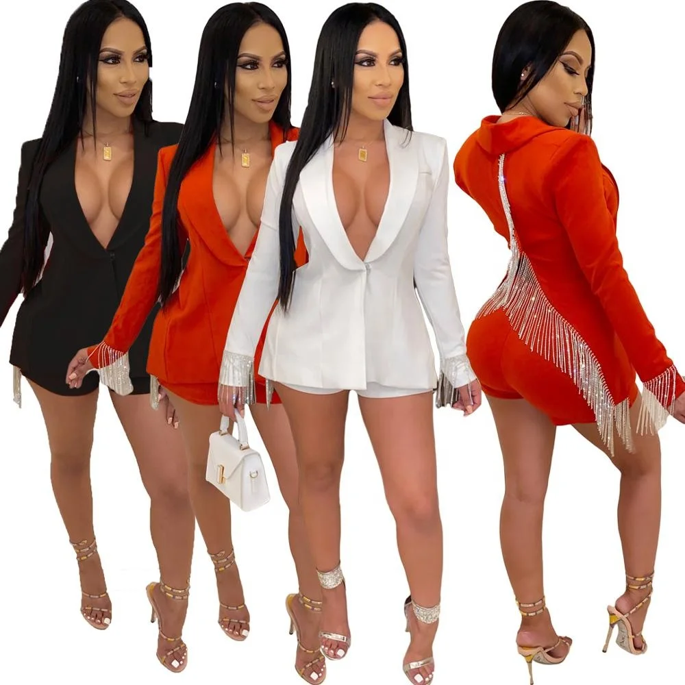 B62172A Hot style autumn/winter 2019 hot selling back deep V split tassel casual suit, White/black/red
B62172A Hot style autumn/winter 2019 hot selling back deep V split tassel casual suit, White/black/red