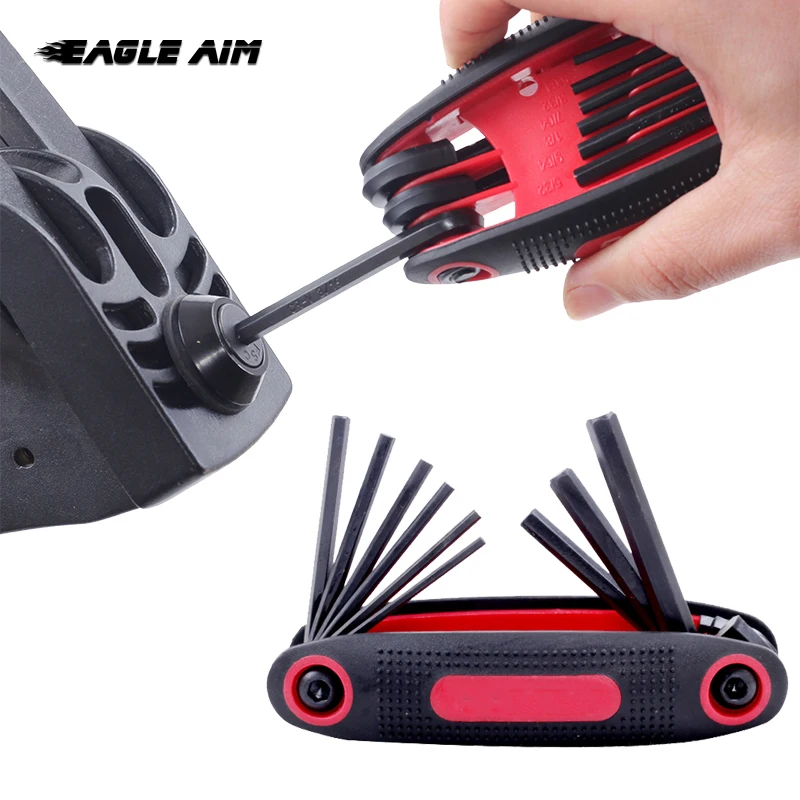 Archery 9 in 1 Foldable Hex Key Set Repair Tools for Bow and Arrow Hunting Accessories
Archery 9 in 1 Foldable Hex Key Set Repair Tools for Bow and Arrow Hunting Accessories