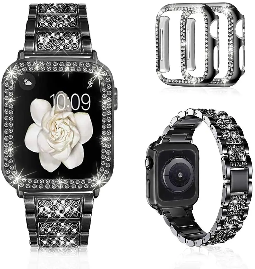 Stainless Steel Wristband For Apple Watch Band Series 6 5 4 3 2 1 Women Lady Diamond Band Strap for iWatch 44MM 40MM 42MM 38MM, Black,white,blue,red,pink
Stainless Steel Wristband For Apple Watch Band Series 6 5 4 3 2 1 Women Lady Diamond Band Strap for iWatch 44MM 40MM 42MM 38MM, Black,white,blue,red,pink
