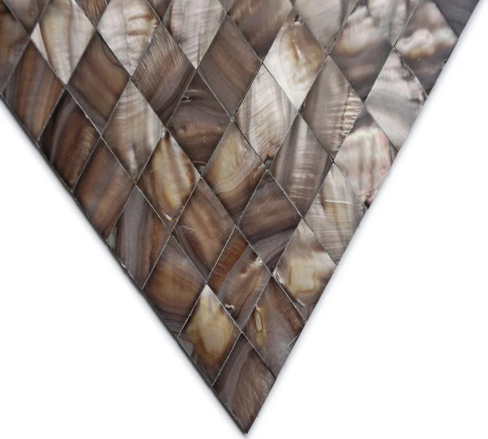 Brown Coconut Mother Of Pearl Tiles Waterjet Capiz Shell Mosaic Tile