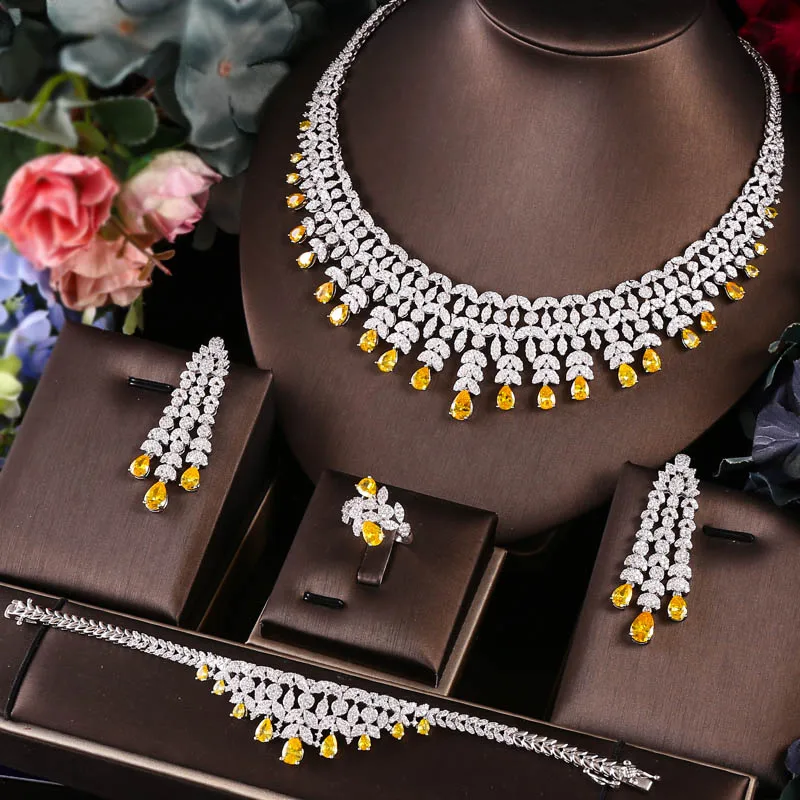 Luxury Dubai Nigeria CZ Crystal Wedding 4pcs Bridal Zirconia Full Jewelry Sets For Women Party
Luxury Dubai Nigeria CZ Crystal Wedding 4pcs Bridal Zirconia Full Jewelry Sets For Women Party