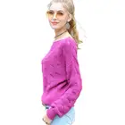 High quality computer knitted type sweet all season latest design womens pullover ladies sweater