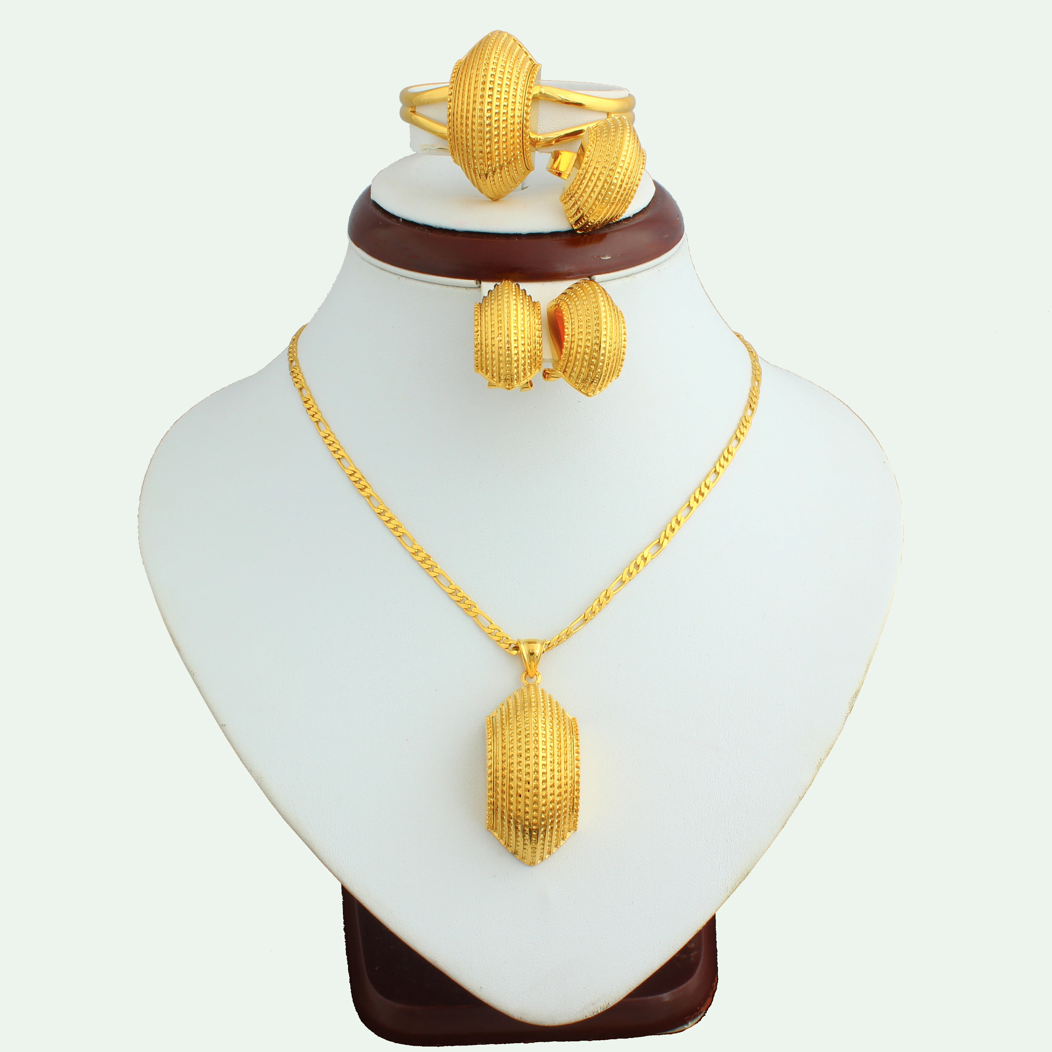 JH Popular Charm High Quanlily Dubai Jewelry Set 18K Gold Plated Big Wedding African Jewelry Set