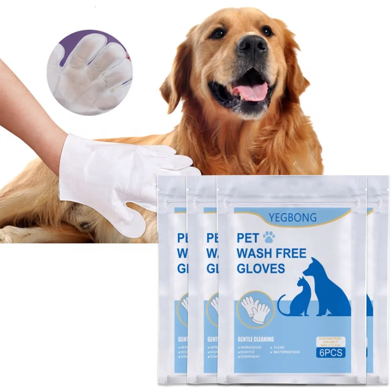 

Disposable Pet Spa Cleaning Wash Grooming Wet Gloves Dust Hair Black Spots Residues Remover Glove Freshening Deodorant Aloe Wipe