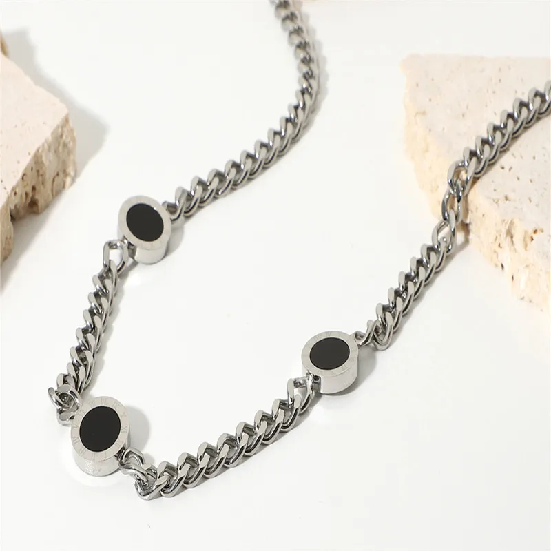 Gattara Hot Sale 316L Stainless Steel Cuban Chain Double Side Black and White Shell Necklace for Women, Silver
Gattara Hot Sale 316L Stainless Steel Cuban Chain Double Side Black and White Shell Necklace for Women, Silver