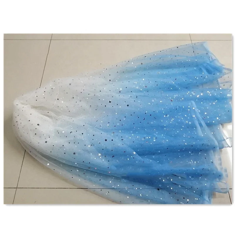 Children dress blue gradient glitter tulle lace fabric shiny stars, Accept customized color
Children dress blue gradient glitter tulle lace fabric shiny stars, Accept customized color