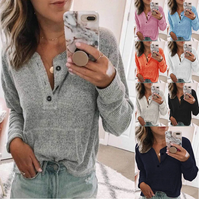 Plus Size Tops Wholesale Ribbed Solid Color Button Long Sleeve Shirt With Pocket 5XL v Neck Loose Top Women, Shown
Plus Size Tops Wholesale Ribbed Solid Color Button Long Sleeve Shirt With Pocket 5XL v Neck Loose Top Women, Shown