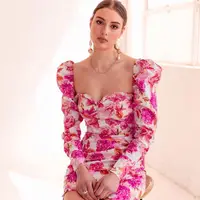 2020 new Square Collar style long dress women Long Sleeve beach Autumn dresses Floral print Vintage Ruffles Mini dress 
2020 new Square Collar style long dress women Long Sleeve beach Autumn dresses Floral print Vintage Ruffles Mini dress