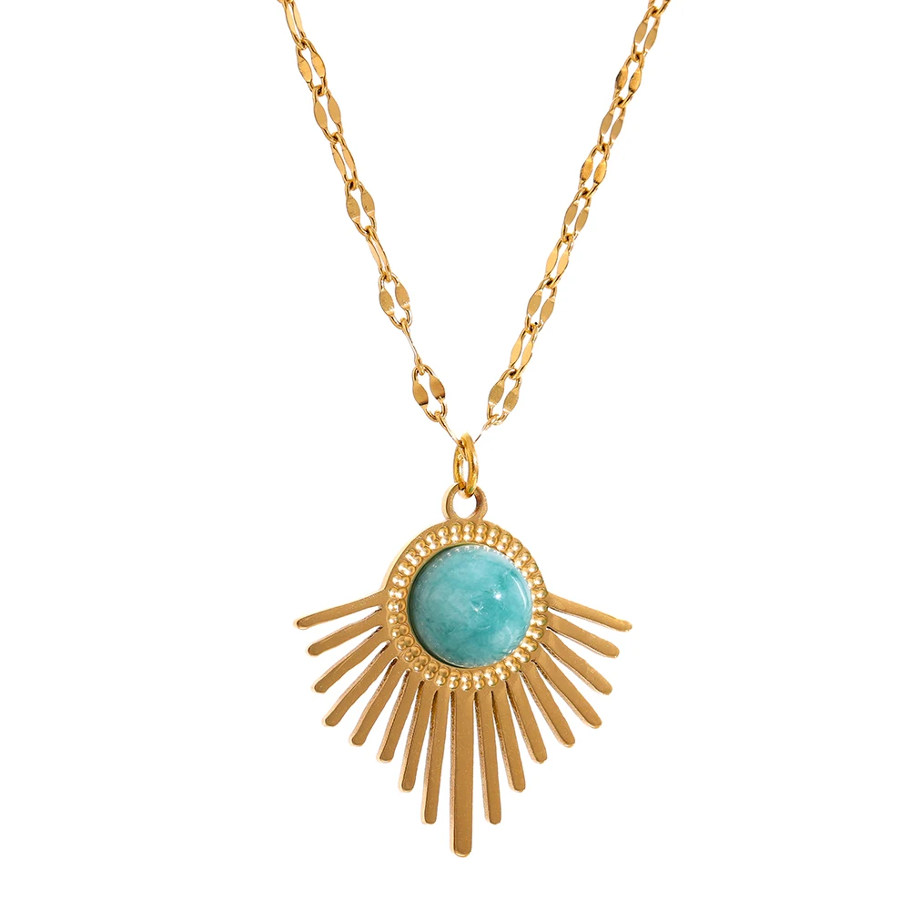 JINYOU 1862 Exquisite Geometric Metal Stainless Steel Stone Pendant Collar Summer Bohemian Fashion Necklace Jewelry
JINYOU 1862 Exquisite Geometric Metal Stainless Steel Stone Pendant Collar Summer Bohemian Fashion Necklace Jewelry