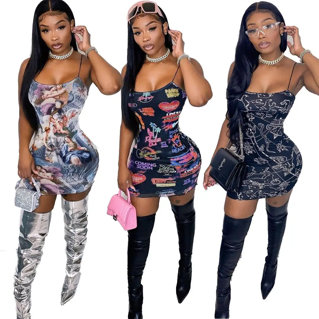 2021 summer vintage artistic graffiti sundress women spaghetti strap bodycon mini dress sexy club wear, 3 colors as picture
2021 summer vintage artistic graffiti sundress women spaghetti strap bodycon mini dress sexy club wear, 3 colors as picture