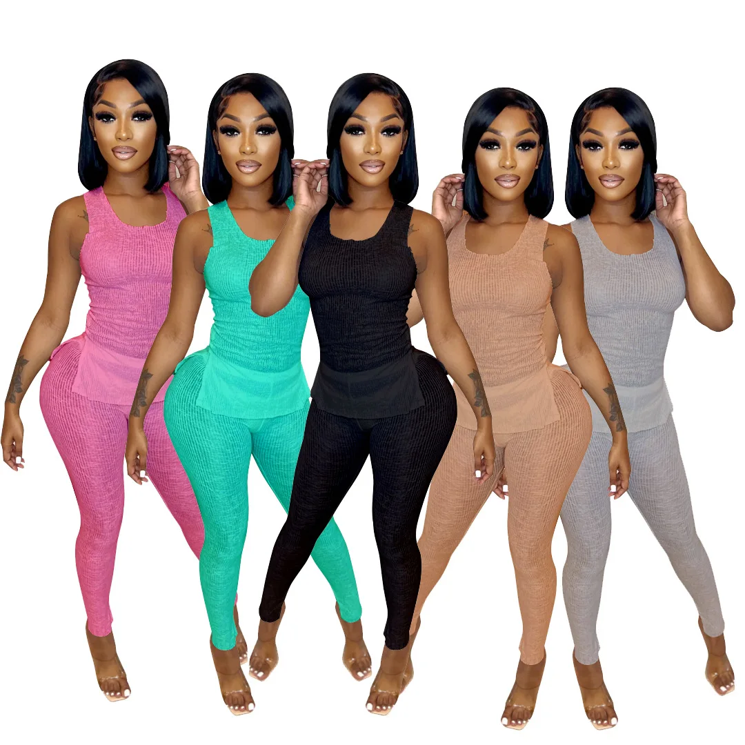 Summer New XS Women Clothing Sets Round Neck Pullover Sleeveless Trousers Ribbed Fabric 2022 Women Short Two Piece Set, Customized color
Summer New XS Women Clothing Sets Round Neck Pullover Sleeveless Trousers Ribbed Fabric 2022 Women Short Two Piece Set, Customized color