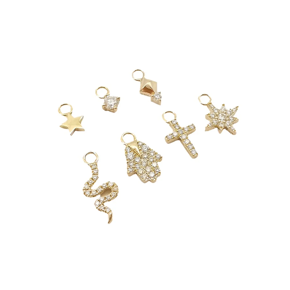 Hot Sale 14K Solid Gold Charms For Necklace and Bracelet Muti-Shape Real Gold Diamond Pendant Accessories
Hot Sale 14K Solid Gold Charms For Necklace and Bracelet Muti-Shape Real Gold Diamond Pendant Accessories