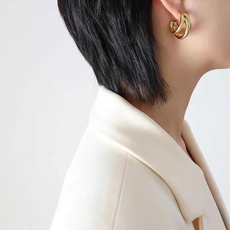 KVC Trend Fashion 18K Gold Plated Hollow 316L Stainless Steel Three Layers Earring
KVC Trend Fashion 18K Gold Plated Hollow 316L Stainless Steel Three Layers Earring