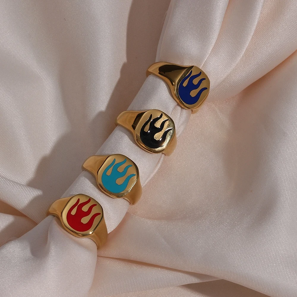 2021 New Design Flaming Pattern Stainless Steel 18K Gold Tarnish Free Chunky Ring, Red, royalblue, skyblue, black
2021 New Design Flaming Pattern Stainless Steel 18K Gold Tarnish Free Chunky Ring, Red, royalblue, skyblue, black